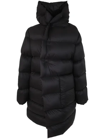 Rick Owens Hooded Puffer Coat In Black