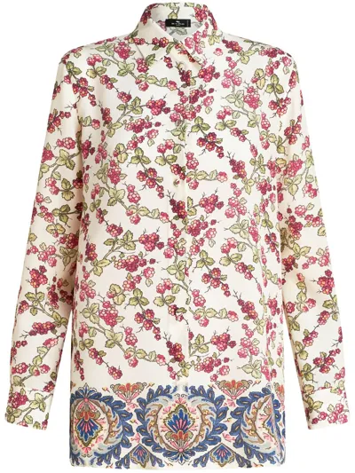 Etro Printed Silk Shirt In Multicolor