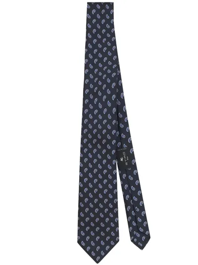 Etro Paisley-print Silk Tie In Blue