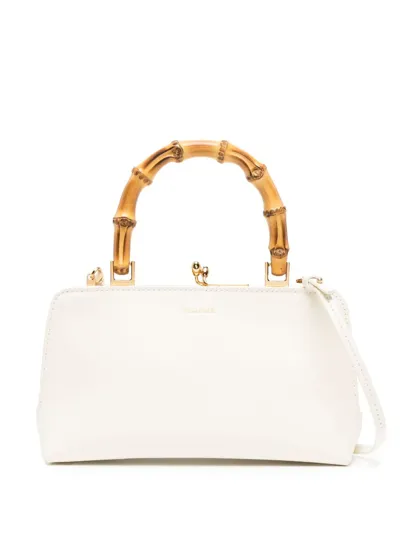 Jil Sander Goji Bamboo-handle Leather Tote Bag In White