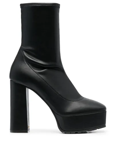 Giuseppe Zanotti Women's 120mm Stretch Leather Platform Booties In Nero