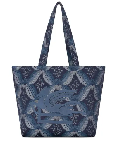 Etro Florale Soft Trotter Tasche In Blue