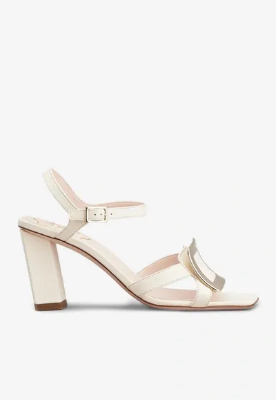 Roger Vivier Belle Vivier 75 Metal Buckle Sandals In Nappa Leather In White