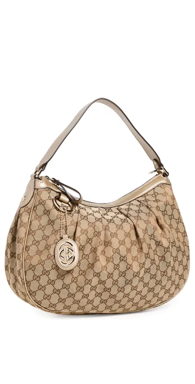 Pre-owned Gucci Gold Canvas Sukey Hobo