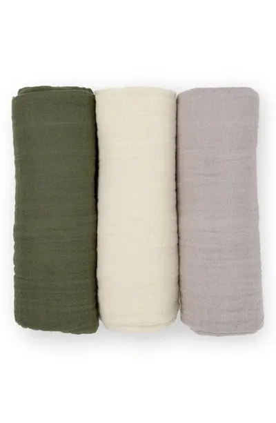 Little Unicorn Kids' 3-pack Muslin Swaddle Blanket In Fern 2