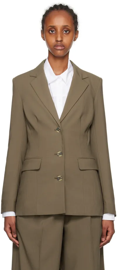 Remain Birger Christensen Brown Fitted Blazer In 19-0822 Tarmac