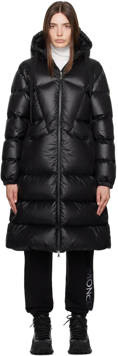 Moncler Selenga Long Coat In Black