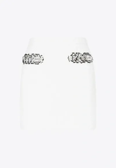 Lanvin Bead-embellished Mini Skirt In Neutral