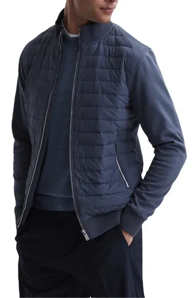 Reiss Flintoff Quilted Bomber Jacket In Airforce Blue