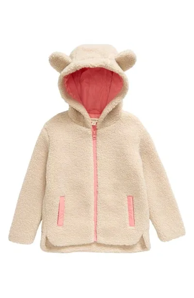 Tucker + Tate Kids' Animal Ear High Pile Fleece Jacket In Beige Beach- Pink