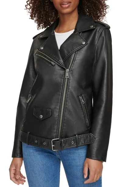 Levi's Longline Belted Moto Jacket In Black