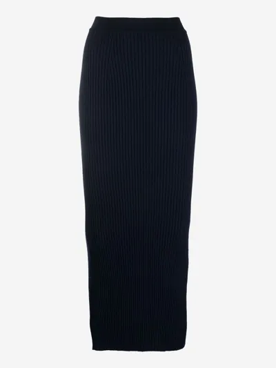 Chloé Long Knitted Pencil Skirt In Blue