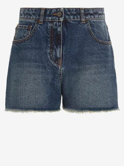 Palm Angels Denim Shorts In Blue