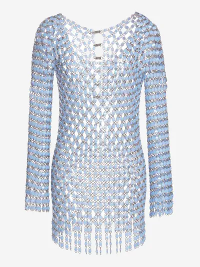 Rabanne Acrylic Knit Dress In Blue