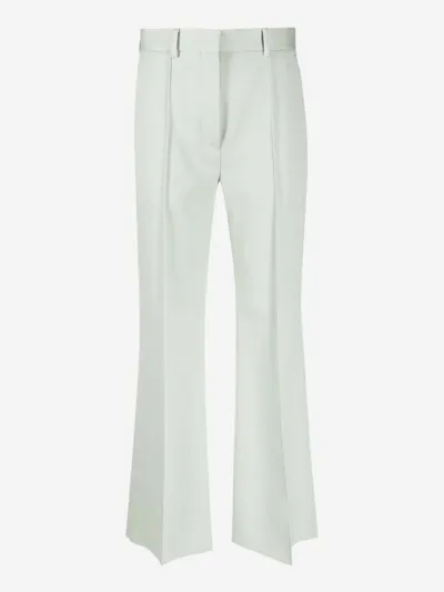 Lanvin Wool Twill Kick Flared Pants In Green