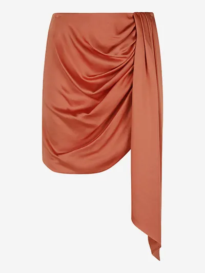 Jonathan Simkhai Mae Draped Mini Skirt In Red