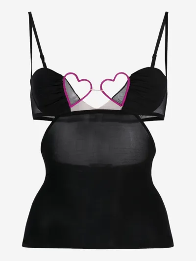 Nensi Dojaka Bustier-neck Heart-detail Top In Black