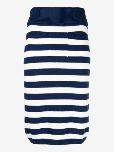 Kenzo Striped Knitted Skirt In Midnight Blue