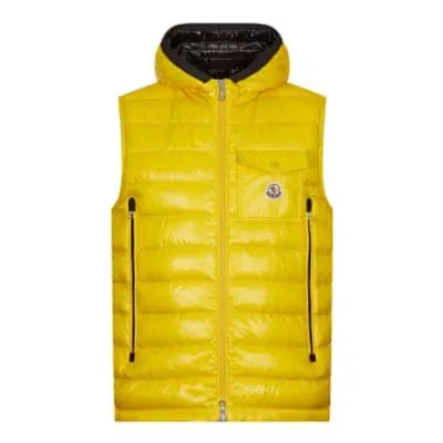 Moncler Chest Logo-patch Padded Gilet In Yellow