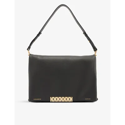 Victoria Beckham Womens Black Chain-embellished Leather Shoulder Bag