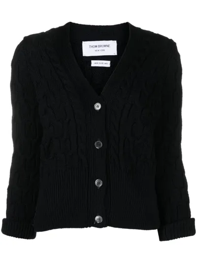 Thom Browne Cardigan Mit V-ausschnitt In Blue