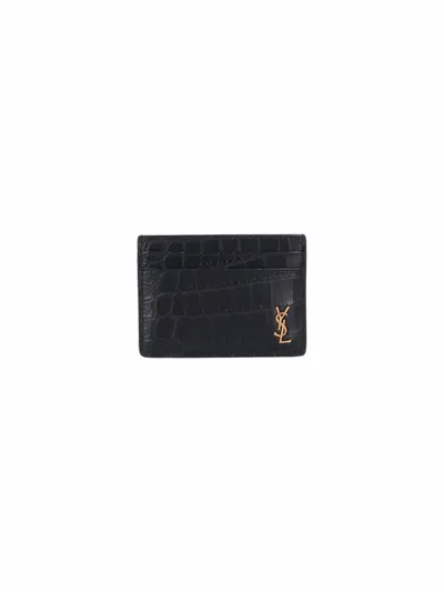 Saint Laurent Monogram Cardholder In Black  