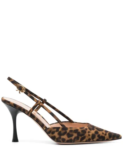 Gianvito Rossi Ascent Leopard-print Suede Slingback Pumps In Almond Leopard Print