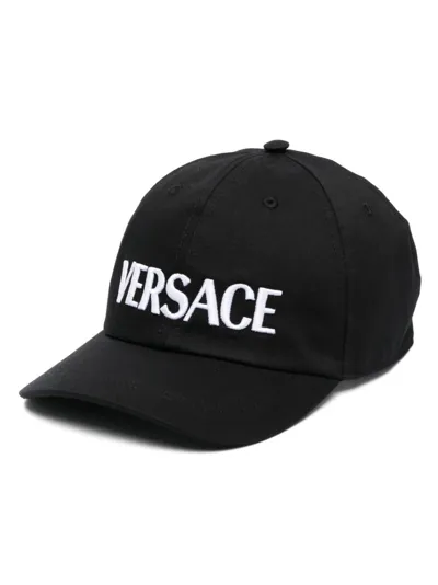 Versace Baseball Cap With Logo Embroidery In Black