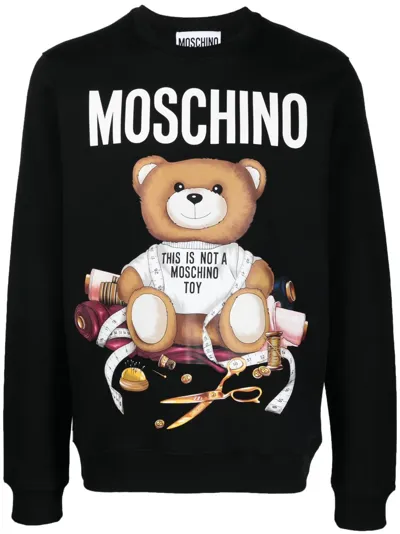 Moschino Sweatshirt With Teddy Bear Print In Black