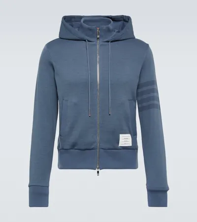 Thom Browne 4-bar Cotton Hoodie In Blue