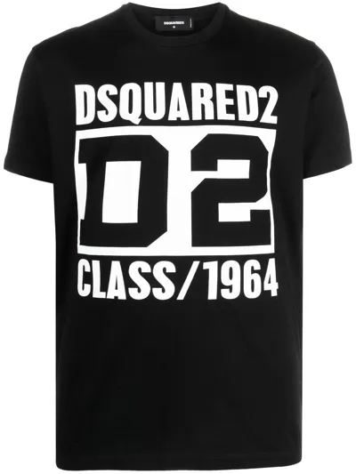 Dsquared2 D2-print Short-sleeve T-shirt In Black