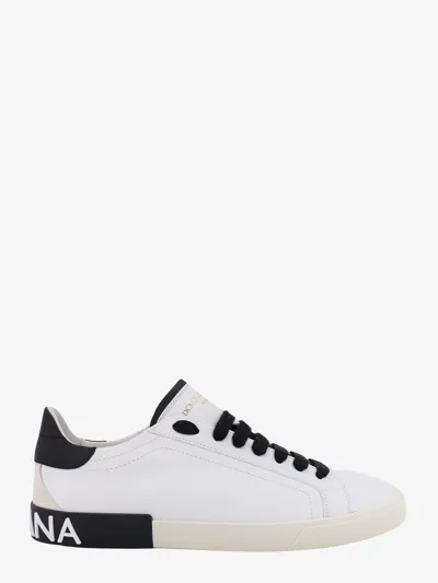 Dolce & Gabbana Portofino Sneakers In Leather In White