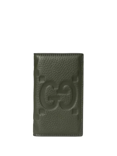 Gucci Jumbo Gg Leather Wallet In Green