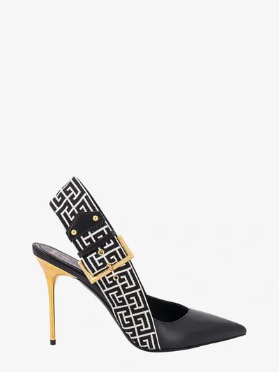 Balmain Ruby Monogram Slingback Pumps In Black