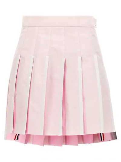 Thom Browne Pleated Oxford Skirt In Pink