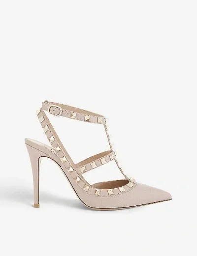 Valentino Garavani Womens Rockstud 100 Leather Courts Nud In Nude