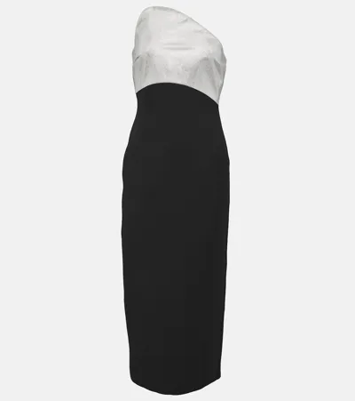 Roland Mouret Strapless Crystal-embellished Wool And Silk-blend Gown In Black