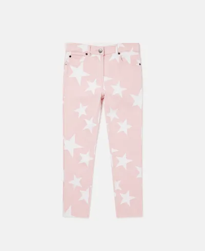 Stella Mccartney Kids' Star Print Straight Leg Jeans In Pink