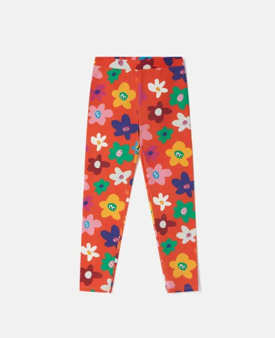 Stella Mccartney Smiley Flower Print Leggings In Red