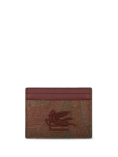 Etro Paisley Card Holder In Brown