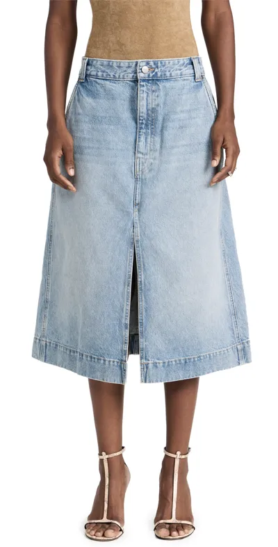 Khaite Charlene Denim Skirt In Bryce