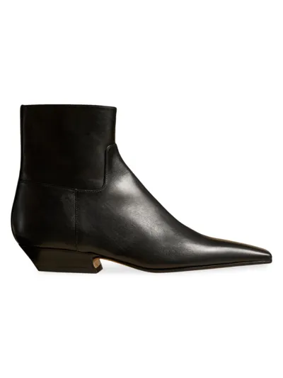 Khaite Marfa Classic Leather Ankle Boots In Black