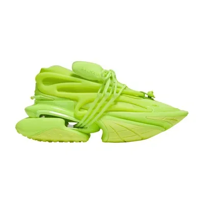 Balmain Unicorn Sneakers In Neoprene And Gomato Leather In Fluo Yellow