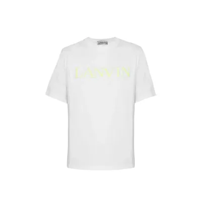 Lanvin Curb Logo Embroidery Cotton T-shirt In White