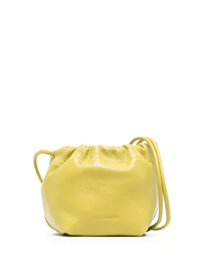 Jil Sander Debossed-logo Leather Bucket Bag In Green