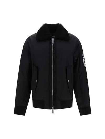 Dsquared2 Logo-print Bomber Jacket In Nero