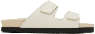 Palm Angels Off-white Logo Sandals In Off White/beige