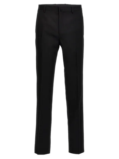 Lanvin Cigarette Fit Wool Tuxedo Pants In Black