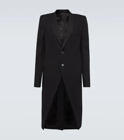 Rick Owens Fogpocket Neue Virgin Wool Coat In 09 Black