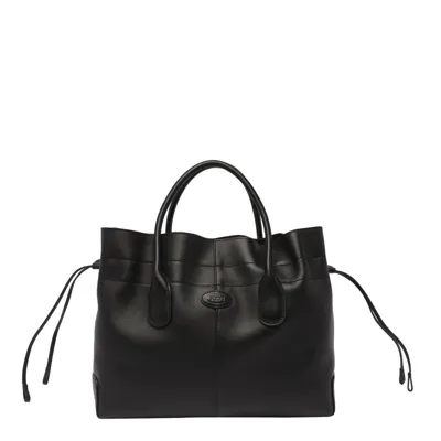 Tod's Small Di Drawstring Leather Tote Bag In Black